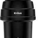 KRAUS WasteGuard 1 HP Ultra-Quiet Garbage Disposal with Quick Connect, Kitchen Sink Drain Cover, Power Cord and Flange Included, KWD100-100MBL