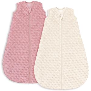 Yoofoss Fleece Baby Sleep Sack 6-12 Months with Plush Dots, TOG 1.5 Baby Wearable Blanket with 2-Way Zipper, Organic Cotton Toddler Sleep Sack Fleece (Medium)
