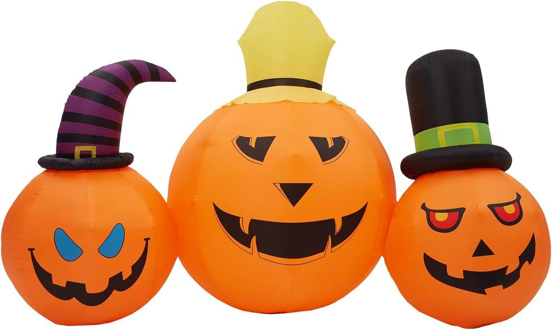 3Pack Pumpkins Inflatables Outdoor Decoration with Build-in LED Light-7.9''Blow Up Yard Decoration Clearance for Holiday/Party/Yard/Garden