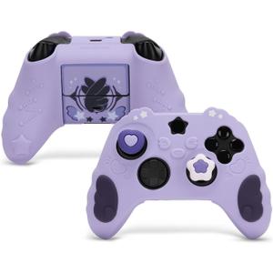 GeekShare Controller Skin Set for Xbox Soft Silicone Protective Cover Skin Case Compatible with Xbox Series X Controller with 2 Thumb Grip Caps and 2 Stickers - Star Wings Series Purple