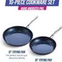 Blue Diamond Cookware Hard Anodized Ceramic Nonstick, 10" and 12" Frying Pan Skillet Set, PFAS-Free, Dishwasher Safe, Oven Safe, Grey