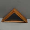 Wooden Flag Box Display Case for Small 3'x5' Folded American Flag (Not fit 9.5'x5' Burial Flag), Military Veteran Flag Shadow Box with HD Tempered Glass, Wall Mounted Triangle Flag Frame, Brown Finish