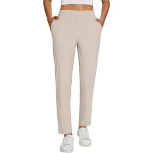 baleaf Womens Business Casual Pants Stretch Travel Pants On Airport with Zipper Pockets Dressy Slacks Golf Work Pull on (L)