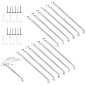 12 Pcs Support Brackets for 16in Wide Shelving Wire Wire Shelf Brackets Closet Rod Bracket Closet Support Bracket with Anchors and Pins for Installation Wires Shelving Supports Closets