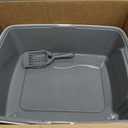 Amazon Basics Large Cat Litter Box with High Sides, Open Top for Easy Access, Includes Scoop with Storage, 19" x 15" x 11.75", Grey/Beige