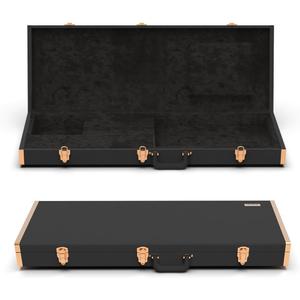 Renoster Electric Guitar Hard Case with Lock, For Fender Ibanez ESP PRS and Standard Size Guitar, Interior Accessory Compartment (Guitar Case+Stand+String+Cable+Picks, Black-Guitar), 39 x 13 x 2 inches