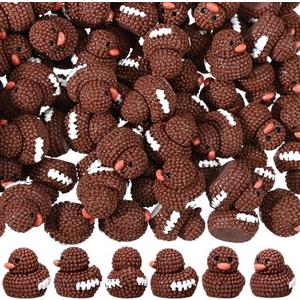 Realspring 100 Pcs Football Resin Ducks Mini Resin Ducks Bulk Micro Tiny Duck Figurines Models for Football Home Miniature Landscape Garden Party Decoration (Vivid)