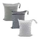 ALVABABY 3pcs Baby Cloth Diaper Wet Dry Bags Waterproof Reusable with Two Pockets Travel Beach Pool Daycare Soiled Baby Items Yoga Gym Bag for Swimsuits or Wet Clothes M Size 3L-ZM01