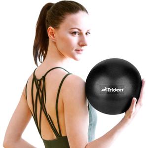 Trideer Pilates Ball 9 Inch, Small Exercise Ball with Exercise Guide for Yoga, Core Training, Physical Therapy, Balance, Stability, Stretching (Black)
