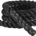 MECCANIXITY Battle Rope 10ft x 1.5 Inch Polyester Workout Rope Heavy Fitness Exercise Rope for Strength Training Home Gym Muscle Building, Black