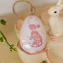 WDS WONDROUS 12-Piece Easter Hanging Ornaments Set, Plastic Bunny & Letter Eggs with Pink Vintage Pattern, Spring Home Decor for Wall Door Tree Table, Easter Party Supplies Gift (Pink and White)