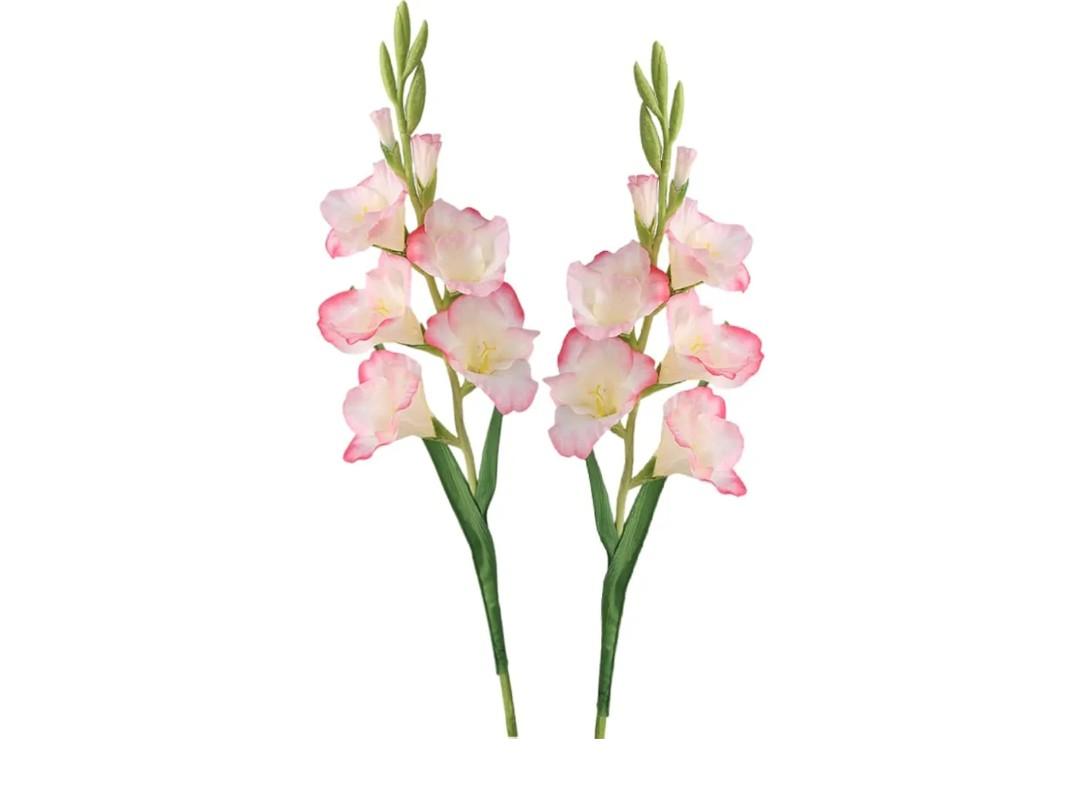 Long Stem Artificial Gladiolus Flower, Set of 2, Home/Wedding/Office Decor (Coral Pink)