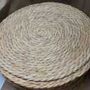 Kochorie Set of 24 Round Woven Placemats 13.8 Inches Bulrush Placemats Natural Hand-Woven Boho Rattan Placemats Wicker Table Mats Farmhouse Weave Place Mats for Home Dining Table
