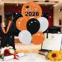 Graduation Decorations - 4 Set Balloon Stands, Class of 2026 Congrats Grad Table Centerpieces for Graduation Party Supplies(Orange& Black)