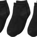 Trimfit Girls' 3-Pack Low Cut (Comfortoe) Socks (Black)