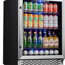 Phiestina Beverage Refrigerator 175 Cans Under Counter Beer Cooler 24 inch Quiet Built-in or Freestanding Beverage Fridge Glass Door Auto Defrost 5 Removable Shelves for Home Bar Office (175 Cans - 23.4" W x 22.44" D x 33" H, Clear)