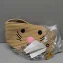 Easter Basket for Kids, Woven Cotton Rope Storage Egg Bucket with Rabbit Ears Handle, Reusable Egg Hunt Gift Basket Empty for Baby Girls Boys, Nursery Decor, Cute Kids Toy Storage, Brown