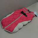 FUAMEY Dog Coat - Warm Winter Jacket with Padded Fleece, Reflective, Waterproof & Windproof, Built-in Harness, Rose Red, Large (Large(chest:24in), Pink)