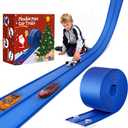Flexible Race Track for Kids 15ft Race Car Track, Rolls Up Portable Racetrack Compatible with Hot Wheels & Diecast 1/64th Cars,2025 Christmas Birthday Gift, (2 Lane Tracks - Blue)