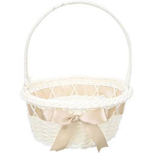 TOYANDONA Girl Basket for Wedding, Small Wicker Rattan Basket Easter Egg Basket Woven Basket with Handle for Party Favors (Light coffee)