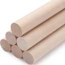 Wooden Dowel Rods Wood Dowels for Crafts, 6 PCS 1 x 15 Round Wooden Sticks for Crafts, Thick Macrame Dowels, Unfinished Hard Wood Sticks for Crafting, Arts and DIYers, Closets and Wedding