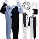 Adult Cosplay Costume Outfits Jumpsuit Anime Black White Bodysuit for Halloween Size XL