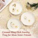 PUDDING CABIN Ceramic Initials Ring Dish Jewelry Tray Gifts for Mom Sister Friends, 4.3inch (F)