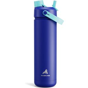 POWCAN 26 oz Insulated Water Bottle with 2-in-1 Straw and Spout Lid, Keep Cold 24H, Leak-Proof, Fits in Car Cup Holder, Stainless Steel Water Bottle for Sports, Travel, Gym, and School (Coastline)