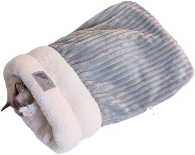Cat Sleeping Bag, Cat Winter Sleeping Bag, Cosy Cat Bed Cave Tunnel Bag, Self Warming Cat Bed, Pet Sleeping Bag, for Most Cats to Play and Sleep, for Cats up to 6kg/13lbs