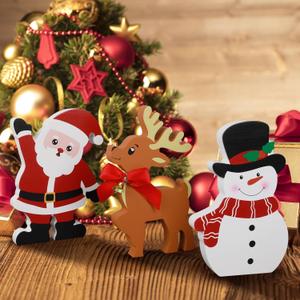 COCHIE Snowman Christmas Decorations Indoor, Cute Winter Tiered Tray Decor Set of 3, Wooden Snowman Blocks Xmas Table Decoration for Party Home Office Shelf Door (Santa Claus Reindeer)