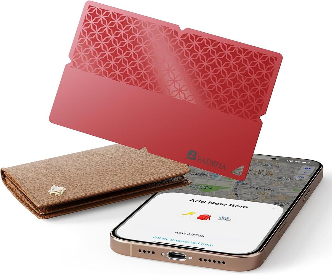 2025 [Apple MFi Certified] (iOS Only) Bluetooth Tracker Smart Finder for Apple Find My, iPhone Card Wallet Finder GPS Tracker, 5-10 Years Battery, Keys Finder and Item Locator for Keys, Bags, Passport (1 Pack Red)