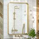 TokeShimi 20 x 30 Inch Gold Bathroom Wall Mirror Vanity Metal Frame Round Corner Rectangular for Home Decor Living Room Entryway (Horizontal/Vertical)