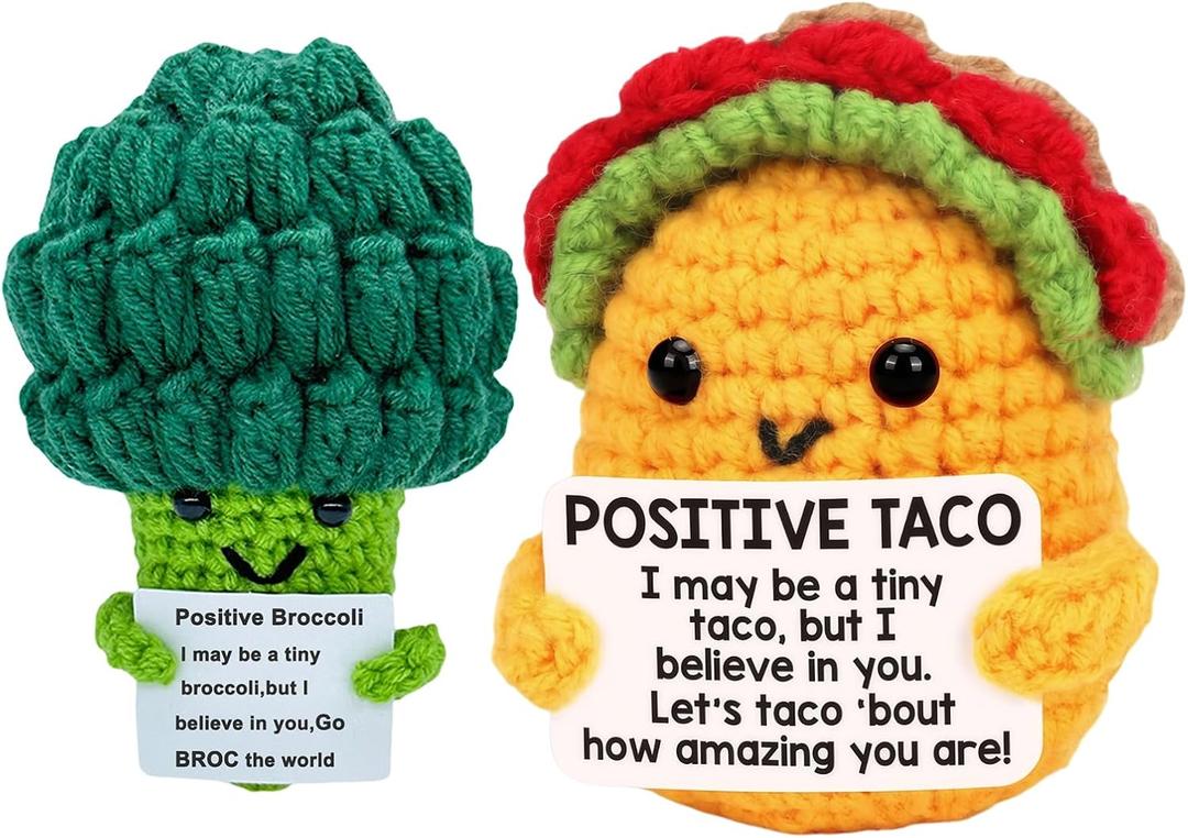 Mom Sister Gifts for Mothers Day Friends Birthday Gift for Women Men, Mini Positive Taco Emotional Inspirational Support Handmade Knitted Crochet Animals Christmas Stocking Idea Cute Desk Decor