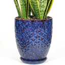11.8 Inch Flower Pots for Indoor Plants,Ceramic Planter with Saucer Drainage Leak-Proof Mesh Gardening Gloves (Peacock-Blue)