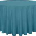 sancua Round Tablecloth - 120 Inch - Water Resistant Spill Proof Washable Polyester Table Cloth Decorative Fabric Table Cover for Dining Tables, Buffet Parties and Camping, Teal