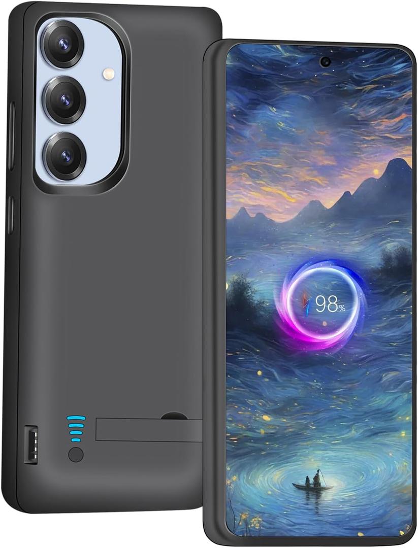 Battery Case for Samsung Galaxy S25+/ S25 Plus/ S24+/ S24 Plus, 5000mAh Rechargeable Extended Battery Charging Charger Case, Add 100% Extra Juice (6.7 Inches) Black Battery Case for Samsung Galaxy S25+/ S25 Plus/ S24+/ S24 Plus, 5000mAh Rechargeable Extended Battery Charging Charger Case, Add 100% Extra Juice (6.7 Inches) Black