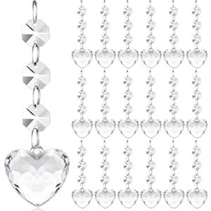 Nuenen 100 Pcs Hanging Crystals for Centerpieces Acrylic Chandelier Garland Beads Strands Prism Decorations Clear Teardrop Chandelier Crystals Pendant Wedding Home Garden Outdoor Ornaments(Heart)