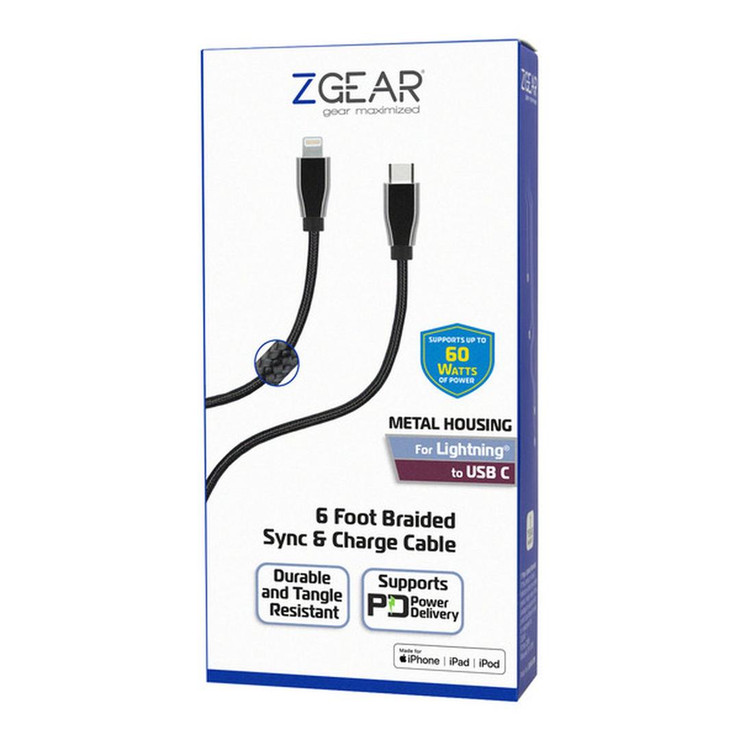 6 Foot Braided Sync & Charge Cable For Lightning to USB C Metal Housing