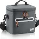 Mini Lunch Cooler Bag, 7 Can Insulated Ice Chest Box for Men Women, Waterproof, Leak-Proof, Portable Lunch Box for Work, Beach, Drink, Travel, Camping, Picnic (Small, Dark Gray)