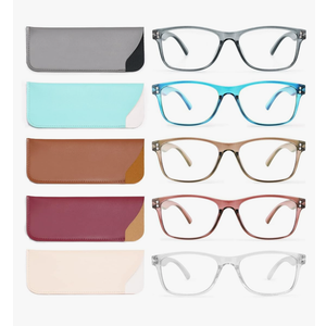 Reading Glasses Blue Light Blocking, Computer Glasses for Women Men, Fashion Square Eyeglasses 5 Pairs