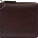 LJCZKA Mens Leather Zipper Wallet RFID Large Capacity Bifold Multi-card Holder Wallets Coin Cash Purse with ID Window (Coffee)