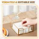 LemonRoad 4 Pcs Square Gold Napkin Holder for Table 5.7 x 5.7 Inch Decorative Cocktail Napkin Holder Glass Flat Paper Basket for Kitchen Dining Buffet Bar Counter Wedding Party Restaurant Bar Hotel