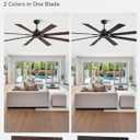 ZMISHIBO 72 Inch Ceiling Fan No Light with Remote Control, 8 Blades Quiet DC Reversible Motor, 6-Speed, Timer, Black Finish, Indoor Outdoor Ceiling Fans for Patios, Living Room, Garage