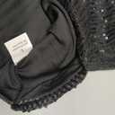 Women Sparkly Sequin Top Short Sleeve Ruffle V Neck Blouse Glitter Disco Evening Cocktail Concert Summer Shirt, Black Large