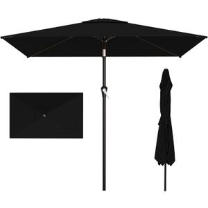 AreShark 6.5' x 10' Rectangular Patio Umbrellas for Outdoor, Outdoor Table Umbrella, Large Outdoor Patio Umbrellas with 6 Sturdy Ribs for Pool, Garden, Deck & Market (Black)