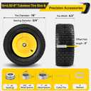 2 Pcs 16x6.50-8 Tubeless Lawn Mower Tire and Wheel, 16x6.5-8 Lawn Mower Tire, with 3/4" Bearing (extra 1" Bushing), 3-5" Offset Hub, 4-Ply Tubeless, 35 PSI, Fits Riding Mower & Lawn Tractors, 715 lbs
