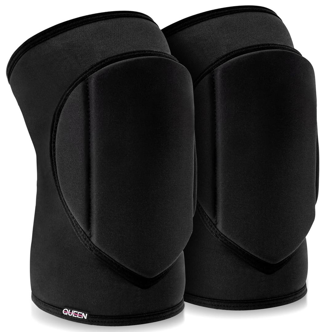 Queen Wear  Sleek Black  Pole Dance Knee Pads Perfect Woman Protection for Ballet Modern Dance and Indoor Sports (M)