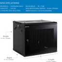 9U Wall Mount Server Cabinet Network Rack Enclosure, Quiet Cooling Fan, Perforated Door, Black