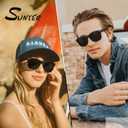 Sunier Polarized Sunglasses for Men and Women, Retro Square Matte Finish UV400 Protection Shades for Driving, Fishing