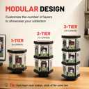 3-Tier Rotating Card Display Stand for PSA Graded Slabs (Card not included) | Wood Trading Card Display Case Holder for 18 Slabs, Motorized 360 Sports Card Display for BGS CGC Slabs, Baseball Card Stand
